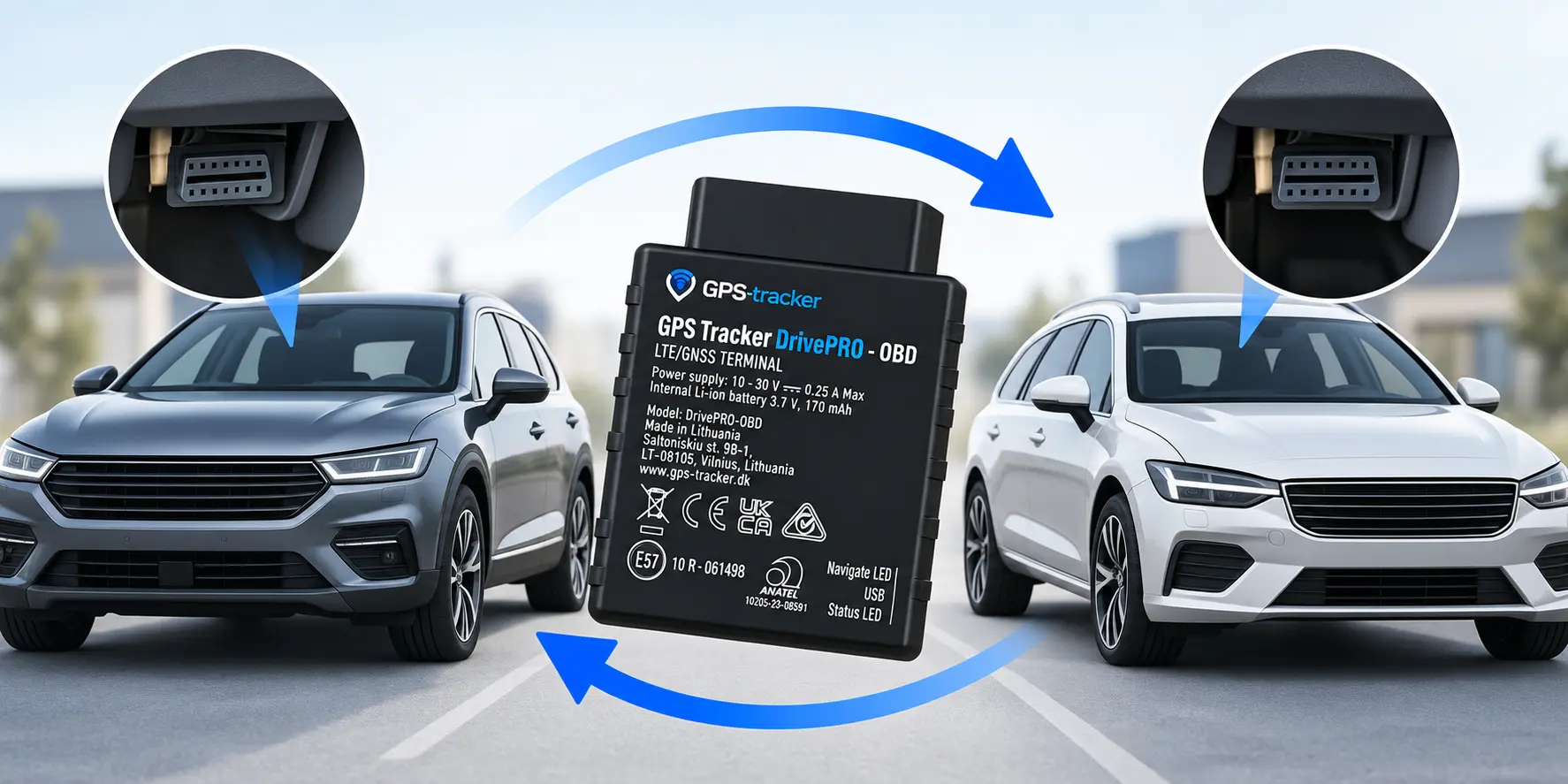 DrivePRO OBD GPS tracker kan nemt flyttes mellem forskellige biler