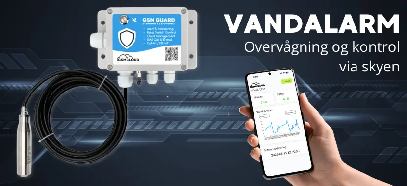 Billedet viser en vandalarm fra gsmteknik i et banner