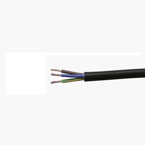 3-leder gummikabel sort 3x1mm2 