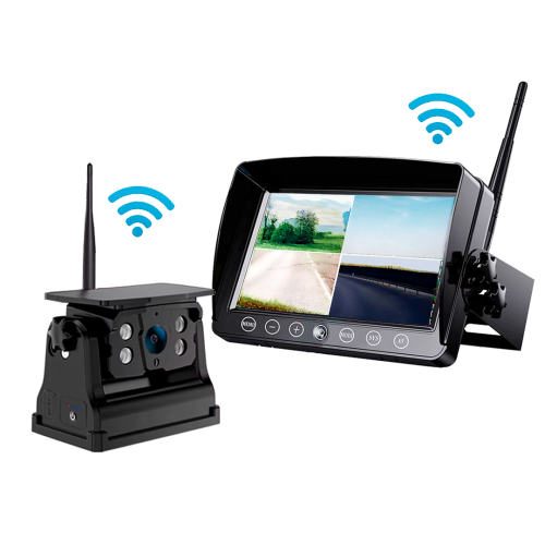 Tr�dl�st solcelle bakkamera med 7 tommer sk�rm