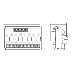 8 Kanals Rel�modul 12V AC/DC 10A � DIN Skinne