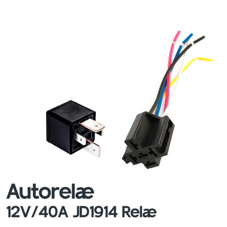 Autorel med sokkel til 12V/40A