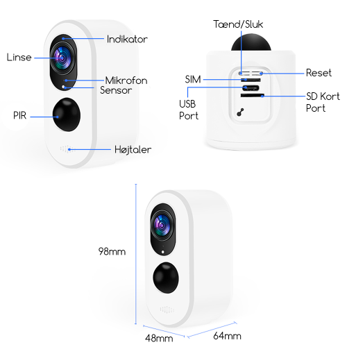 4G udend�rs kamera 2MP m/batteri