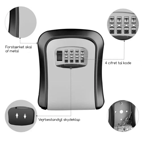 N�gleboks med kode i metal