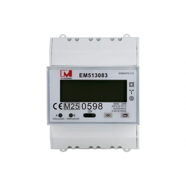 Energimler kWh 3-faset 3x230V/100A MID Modbus m/puls