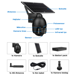 4G GSM kamera udend�rs PTZ solcelle 2MP sort