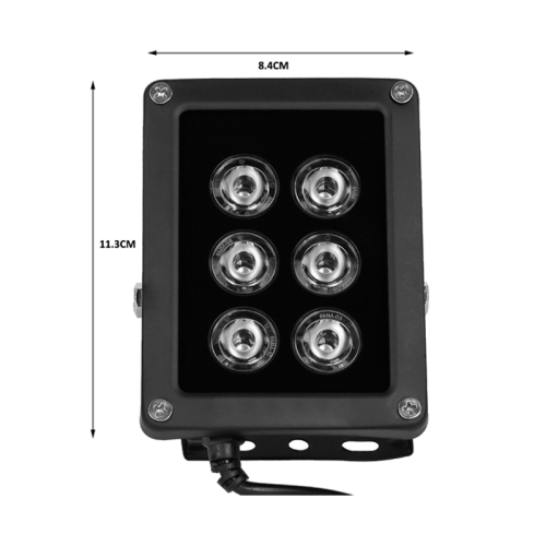 IR lys m/6 kraftige LED til kameraoverv�gning 30 gr.