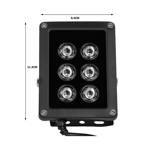 IR lys m/6 kraftige LED til kameraovervgning 30 gr.