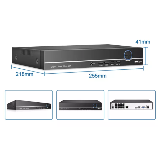 Overvgningspakke nvr poe 8ch m/2 bullet kamera sort 4K