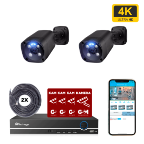 Overvgningspakke nvr poe 8ch m/2 bullet kamera sort 4K