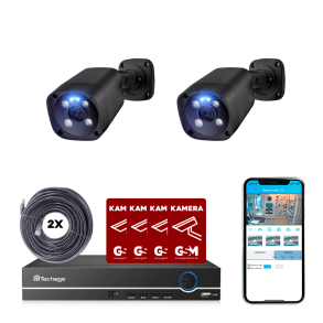 Overvgningspakke nvr poe 8ch m/2 bullet kamera sort 4K