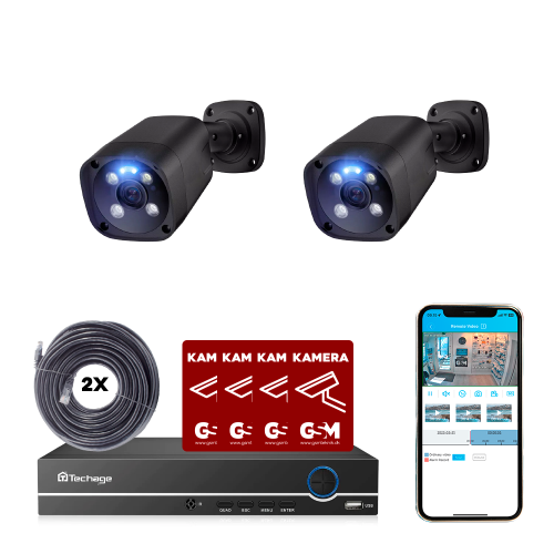 Kamerapakke nvr poe 8ch m/2 bullet kamera 4K