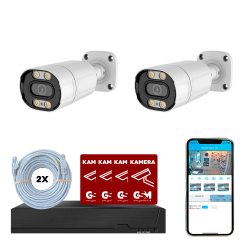 Overvgningspakke POE 4ch m/2 bullet kamera hvid