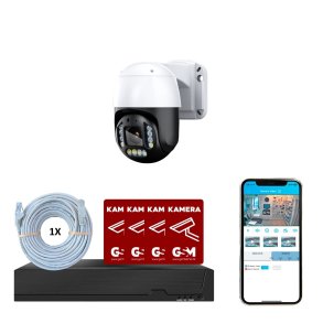 Kamerapakke POE 4ch m/1 PTZ kamera hvid