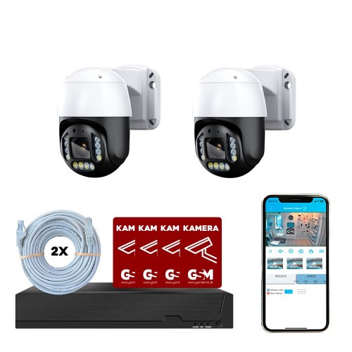 Kamerapakke POE 4ch m/2 PTZ kamera hvid