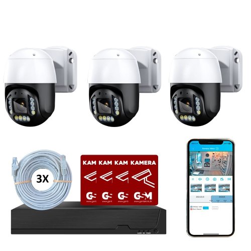 Kamerapakke POE 4ch m/3 PTZ kamera hvid