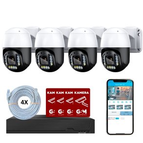 Kamerapakke POE 4ch m/4 PTZ kamera hvid