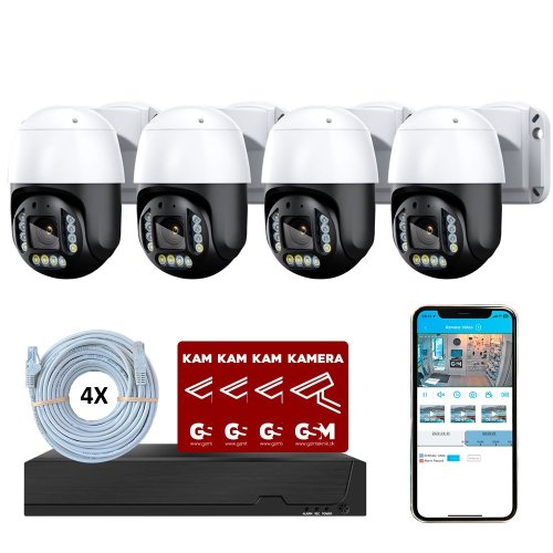 Kamerapakke POE 4ch m/4 PTZ kamera hvid