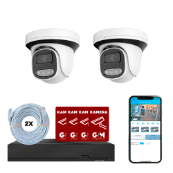 Overvgningspakke POE 4ch m/2 turret kamera hvid