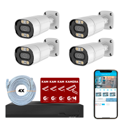 Overvgningspakke POE 4ch m/4 bullet kamera hvid