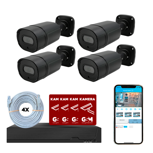 Overv�gningspakke POE 4ch m/4 bullet kamera sort