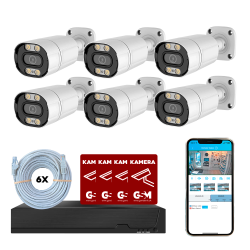 Overvgningspakke POE 8ch m/6 bullet kamera hvid