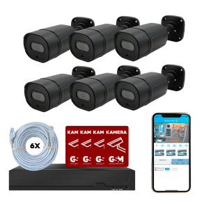Overvgningspakke POE 8ch m/6 bullet kamera sort