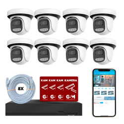 Overvgningspakke POE 8ch m/8 turret kamera hvid