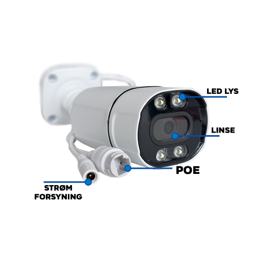 Overv�gningspakke POE 4ch m/4 bullet kamera hvid