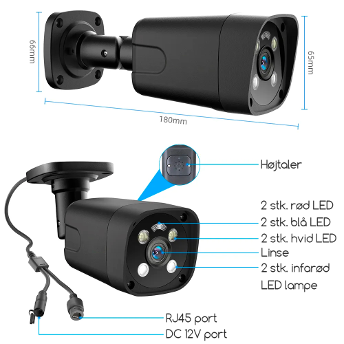 Kamerapakke nvr poe 8ch m/2 bullet kamera 4K