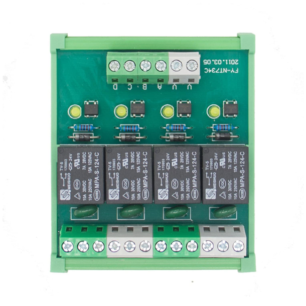 Relmodul 4CH 12V til DIN-skinne