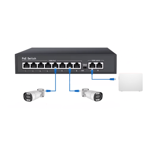 Switch 8x10/100Mbps (POE+) + 2x10/100Mbps