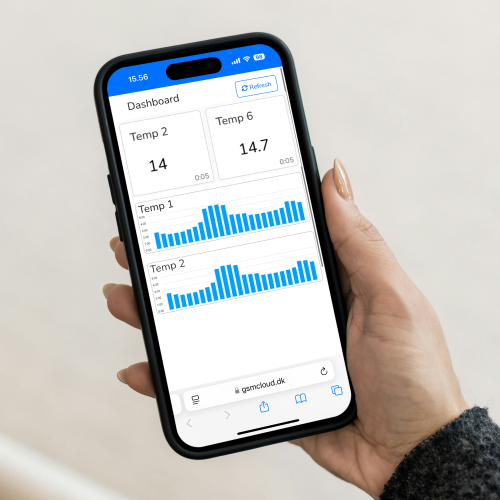 GSM logger m/2 temperaturflere (-30 til +70C)