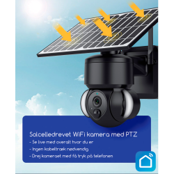 WiFi udendrs PTZ solcelle kamera 3MP sort