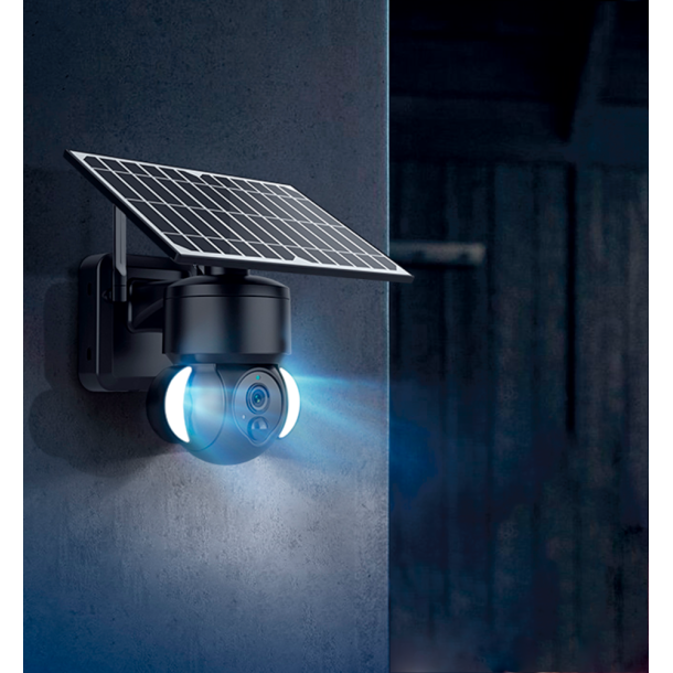 WiFi udendrs PTZ solcelle kamera 3MP sort