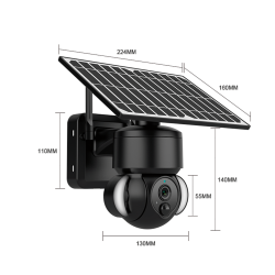 WiFi udendrs PTZ solcelle kamera 3MP sort