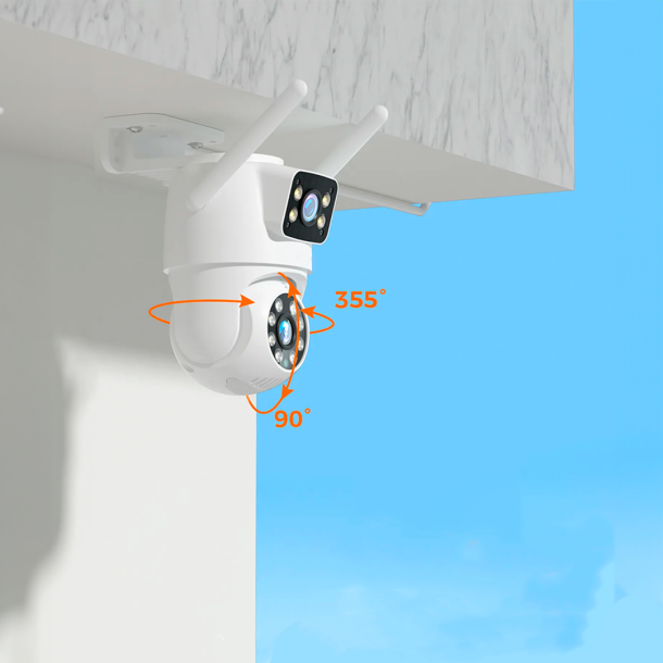 WiFi PTZ dobbelt Kamera 8MP Udendrs hvid
