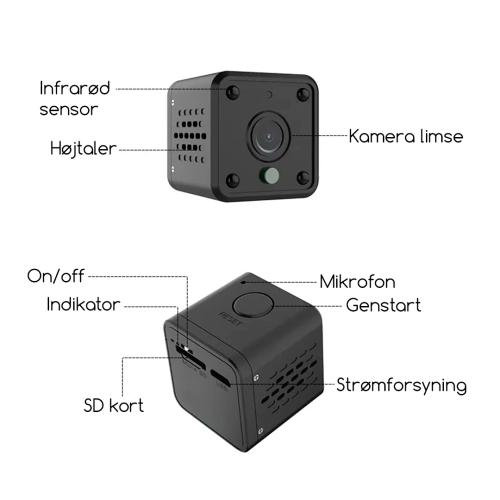 WiFi indendrs mini-kamera 2MP