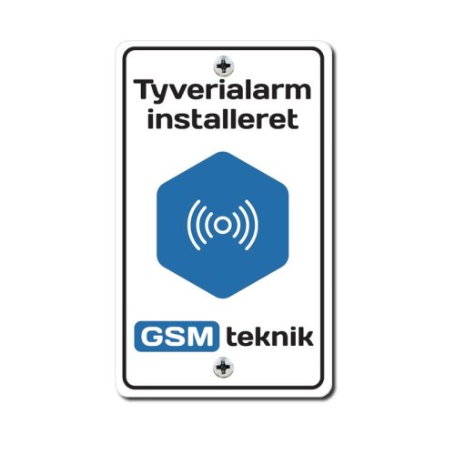 Alarmskilt 6x10 cm med skruer