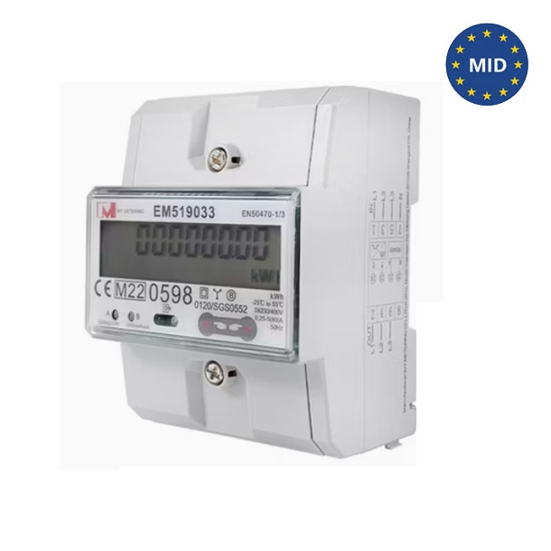 Energimler kWh 3-faset 3x230V/80A MID Modbus m/puls