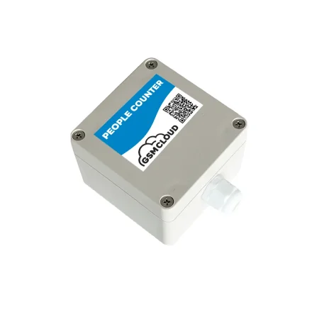 Persont�ller sensor med QR-kode og GSM Cloud-m�rkat, set fra siden
