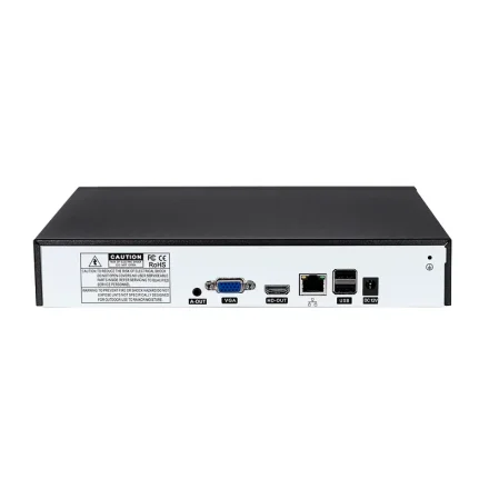 NVR-optager set bagfra med tilslutninger til VGA, HDMI, netv�rk og USB