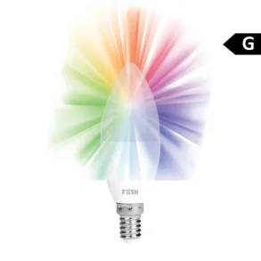 LED-kertep�re med farvet lyseffekt og energim�rke G