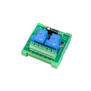 2-kanals 12V 30A rel�modul til DIN-skinne set skr�t oppefra