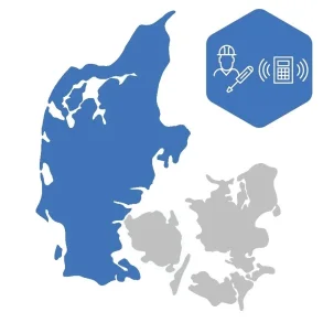 Danmarkskort med Jylland markeret til alarminstallation