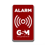 R�dt alarmm�rke med lydsymbol og GSM-logo til vindue eller d�r