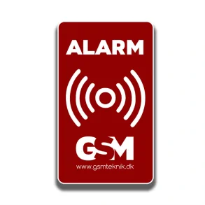 R�dt alarmm�rke med lydsymbol og GSM-logo til vindue eller d�r