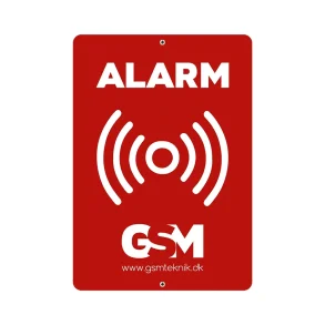 R�dt alarmskilt 21x30 cm med skruer