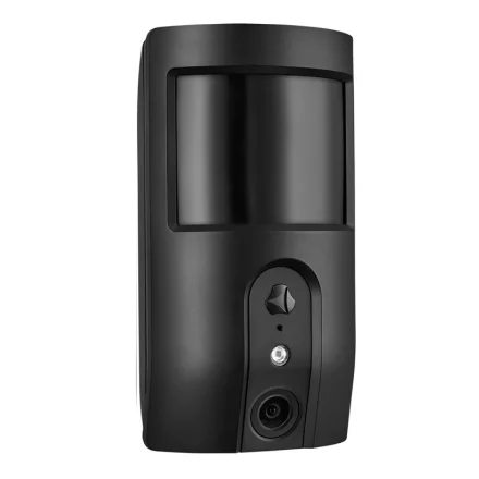 Sort PIR-sensor med indbygget kamera til alarmsystem
