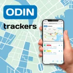 Banner for Odin trackers med GPS-tracker app p� mobiltelefon over bykort